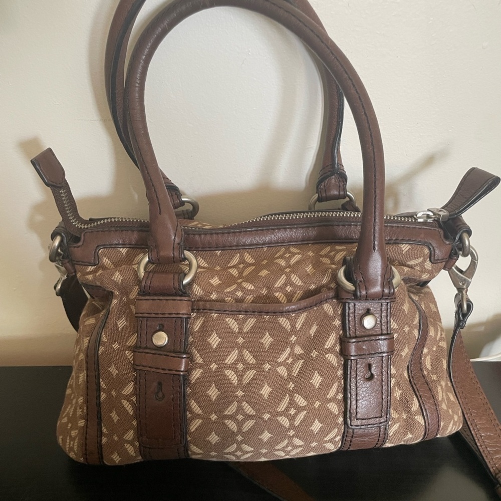 Vintage Fossil Maddox Canvas Leather Doctor's Bag - Picture 2 of 4